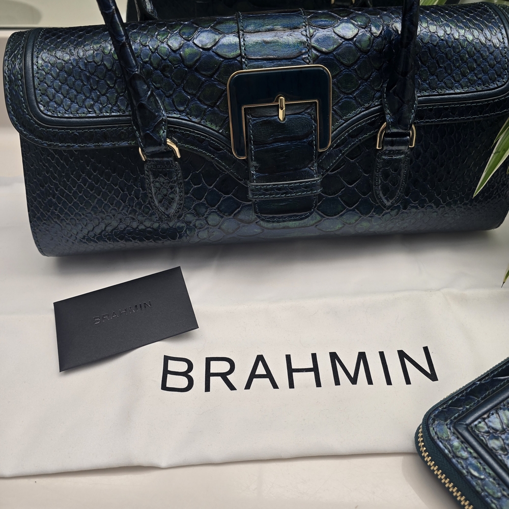 Brahmin Iridescent Blue Satchel